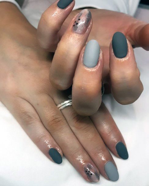 Grey Themed Matted Nails Women