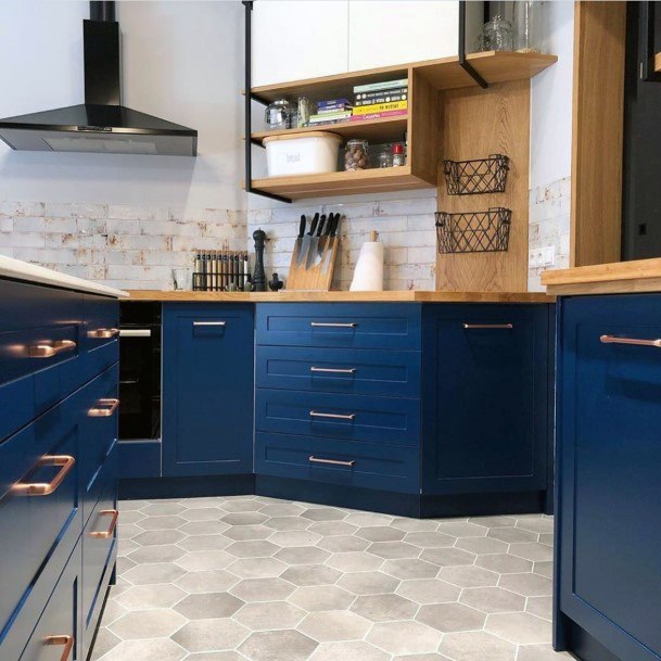 Grey Toned Hexagon Pattern Tile Inspiration Kitchen Flooring Ideas