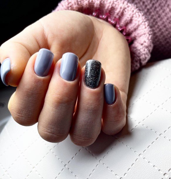 Grey With Glitter Female Nail Designs