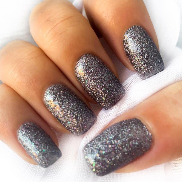Grey With Glitter Nail Design Inspiration For Women