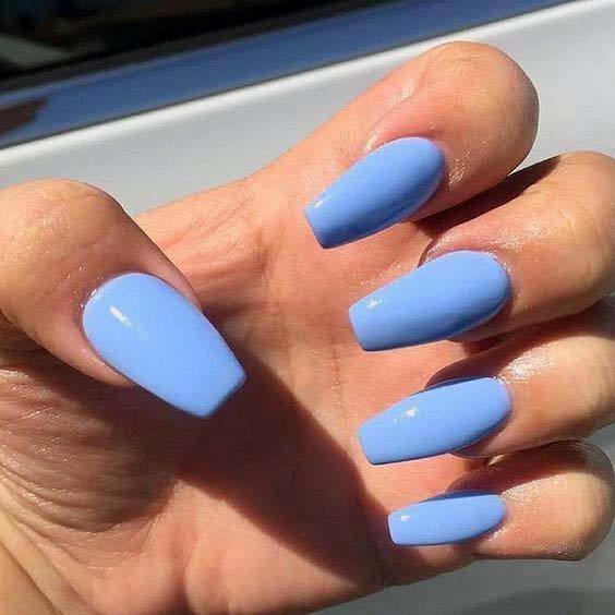 Greyish Blue Bright Nails For Women