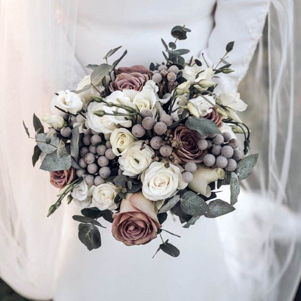 Greyish Winter Wedding Flowers