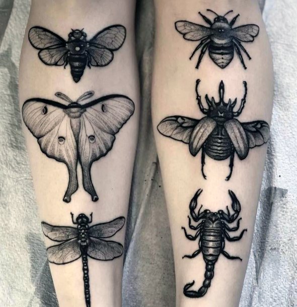 Growth Stages Bee Tattoo For Women