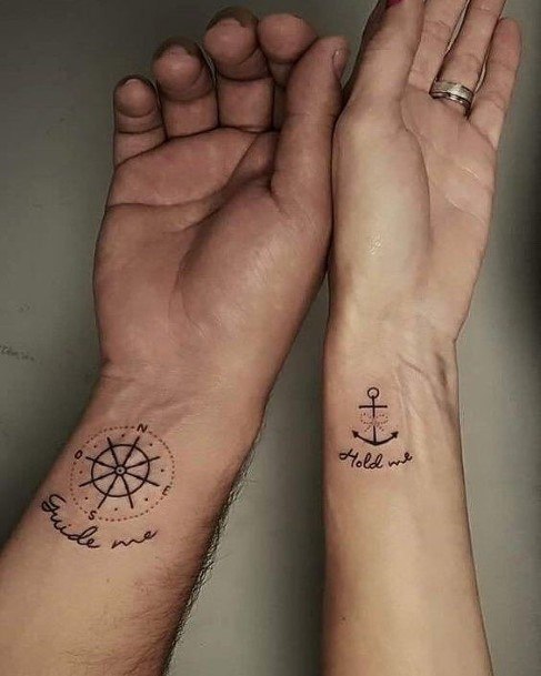 Guide And Hold Me Couple Tattoo Wrists