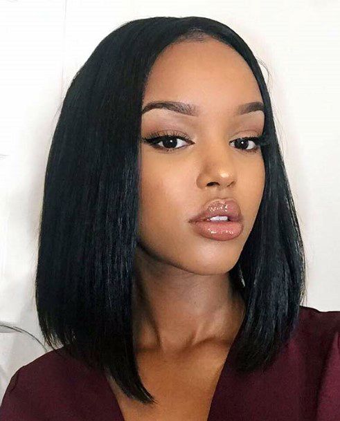 Hairstyles For Black Women Medium Straight Middle Part