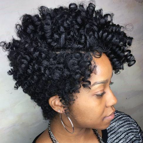 Hairstyles For Black Women Side Part Spiral Curls Short