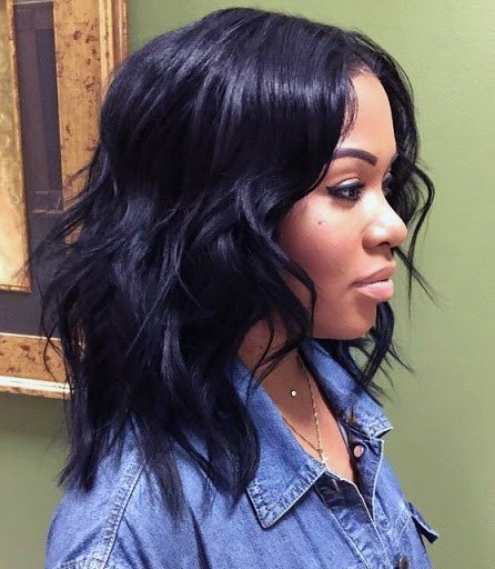 Hairstyles For Black Women Wavy Bob Middle Part