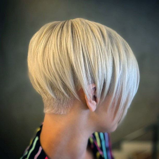 Hairstyles For Women Barbie Blonde Layered And Shaved Shiny Pixie Cut