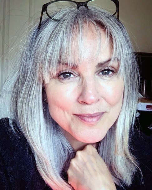 Hairstyles For Women Over 50 Natural Grey With Bangs