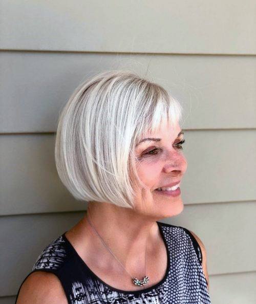 Hairstyles For Women Over 50 Short Bob Natural White Grey