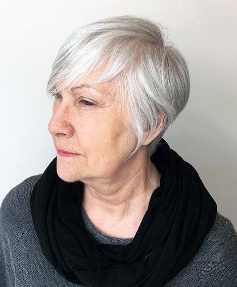 Hairstyles For Women Over 60 Side Swept Pixie