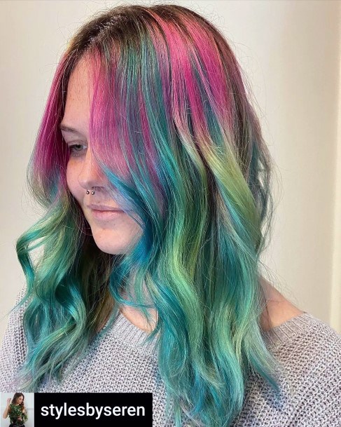 Hairstyles Ideas Turquoise Ombre Design For Girls