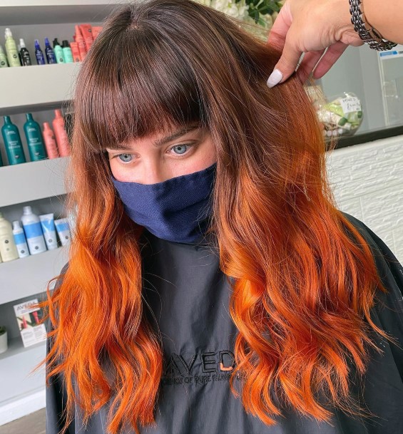 Hairstyles Ideas Womens Orange Ombre Design