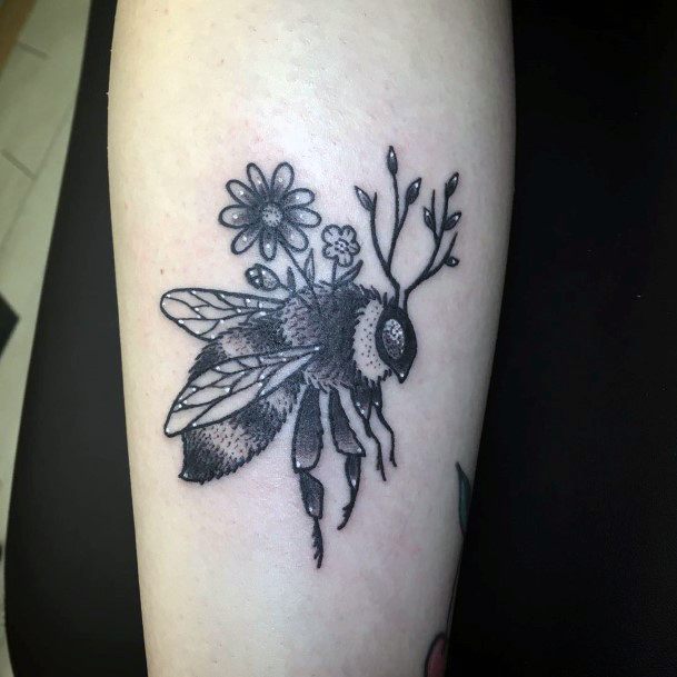 Hairy Big Bee Tattoo For Women