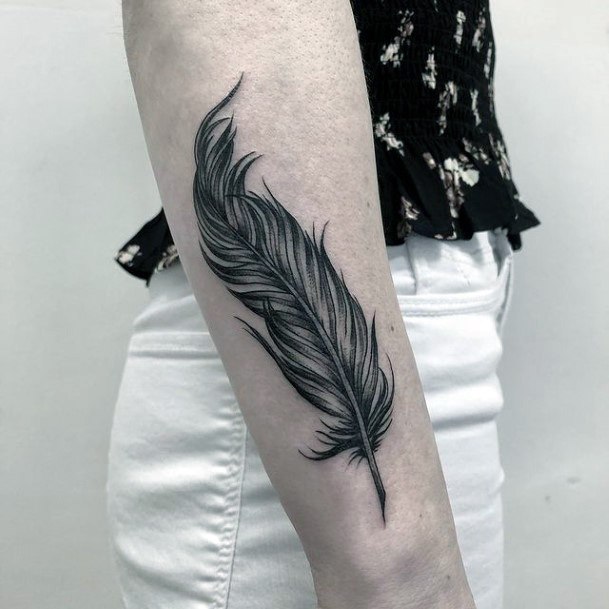 Hairy Feather Tattoo For Women Hands