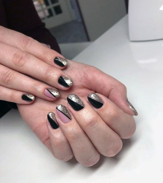 Half And Half Black And Silver Nail Women