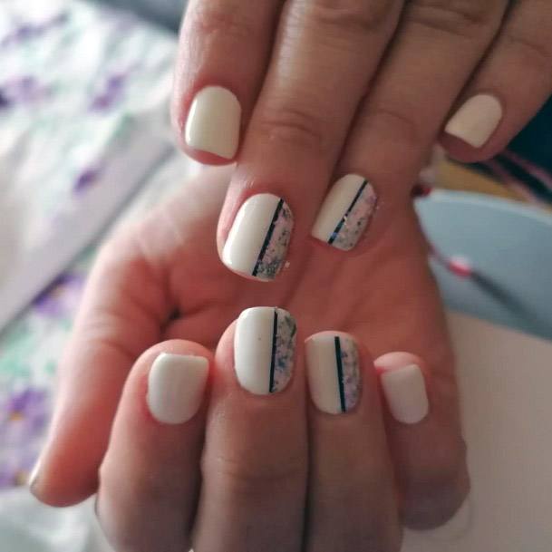 Half And Half Bright White Squoval Nails