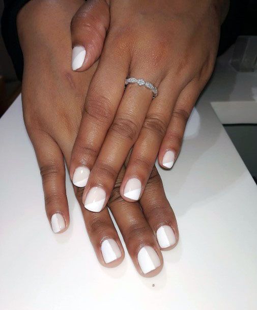 Half And Half Cream White Gel Nails Women