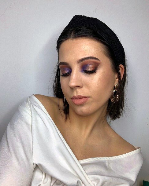 Half And Half Purple And Brown Eyeshadow Women