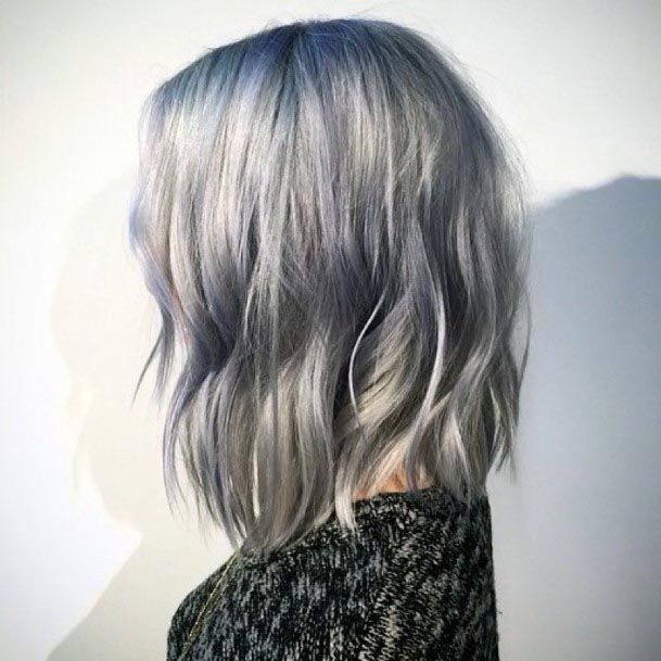 Half Shag Cute Grey Hairstyle For Young Woman And Girls