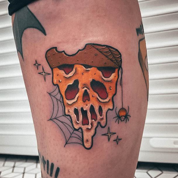 Halloween Spider Legfeminine Womens Pizza Tattoo