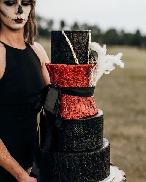 Halloween Wedding Cake With Bow Tie