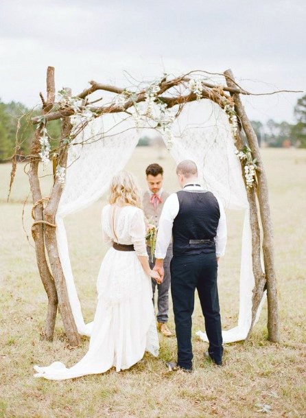 Handmade Rustic Tree Branch Wedding Arch Ideas