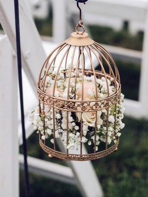 Hanging Cage September Wedding Flowers