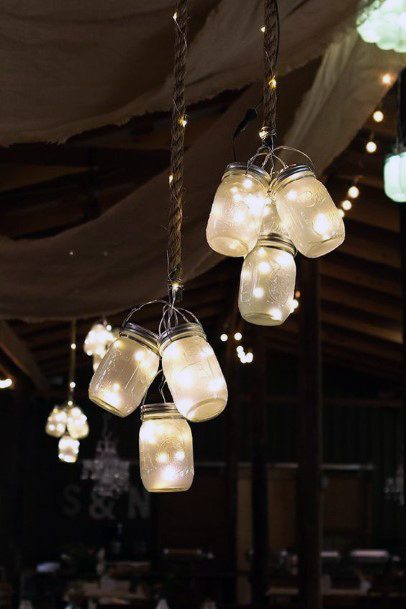 Hanging Frosted Mason Jar Wedding Decorations