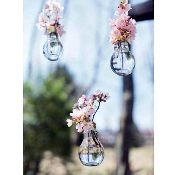 Hanging Glass Bulbs Spring Wedding Flowers