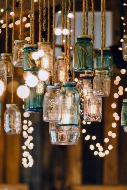 Hanging Mason Jar Lights Wedding Decorations