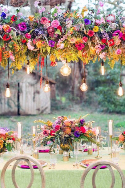 Hanging Summer Flowers Colorful Wedding