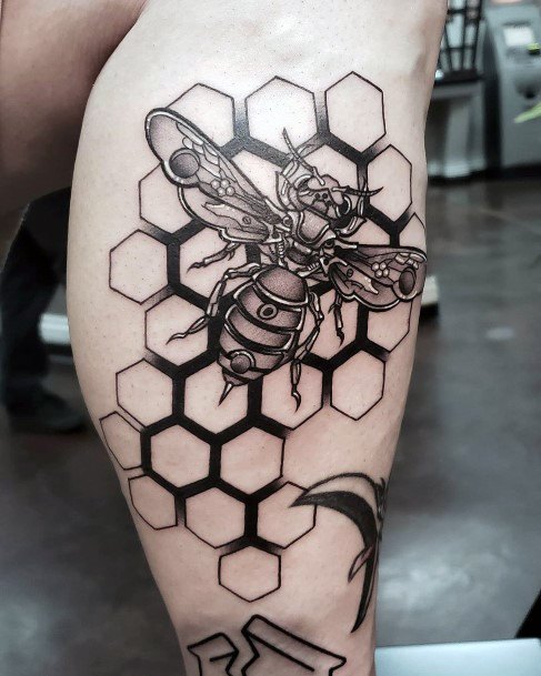 Hardworking Bee And Hive Tattoo Women