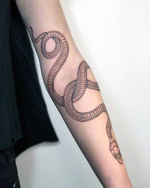 Harmless Rough Skinned Snake Tattoo Women