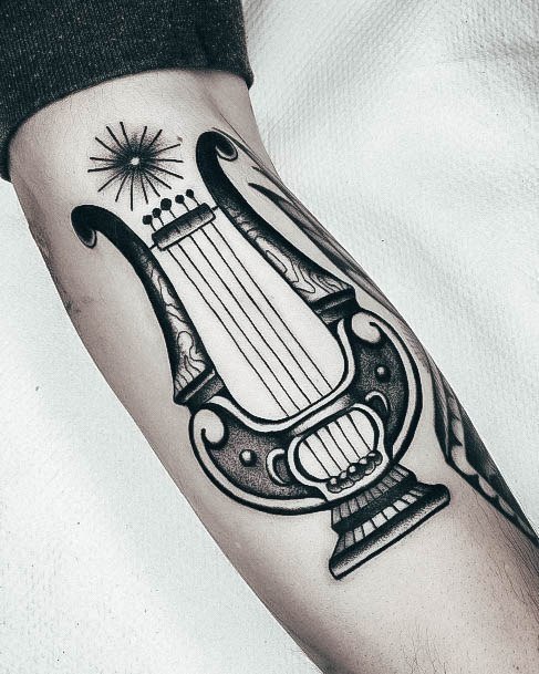 Harp Tattoo Feminine Designs