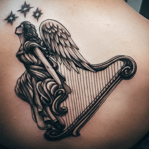 Harp Tattoos Feminine Ideas