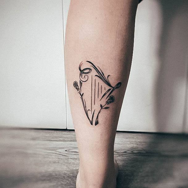 Harp Tattoos For Girls