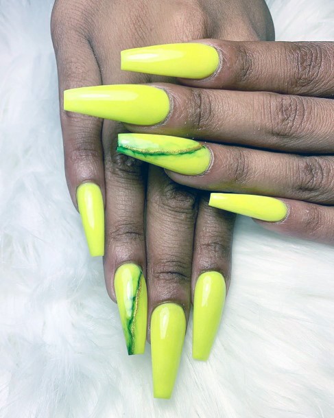 Harsh Neon Yellow Nails Women