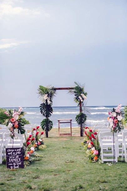 Hawaiian Green Wedding Flowers Arch