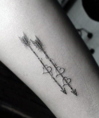 Heart Beat Arrow Tattoo Hands