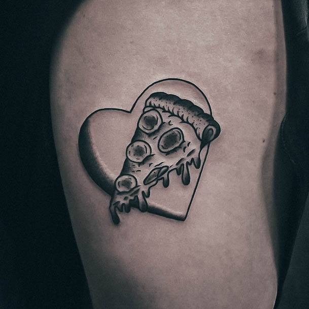 Heart Black Grey Shoulder Incredible Pizza Tattoo For Ladies