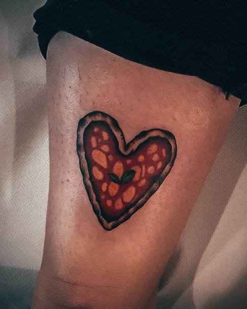 Heart Full Thigh Attractive Girls Tattoo Pizza