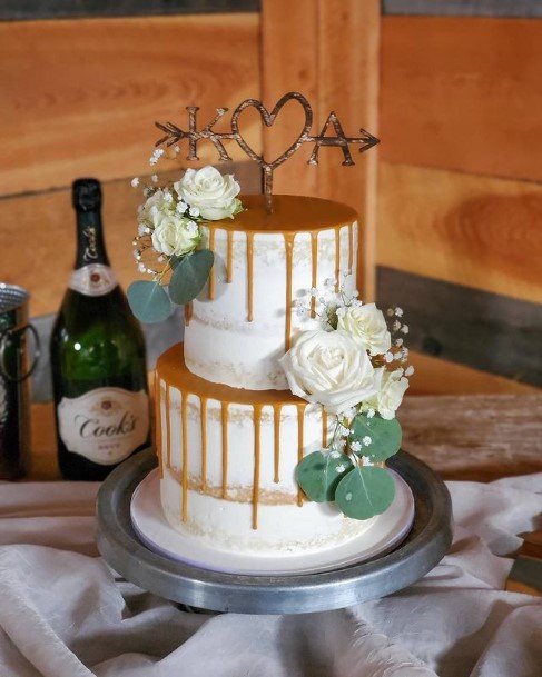 Heart Shape Rustic Wedding Topper Cake