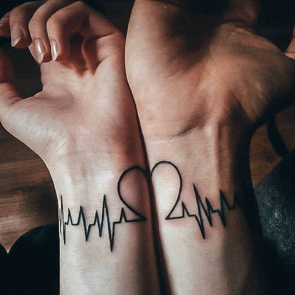 Heartbeat Girls Tattoo Ideas Matching Forearms