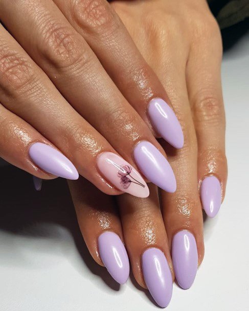 Heather Purple With Florals Nail Pattern