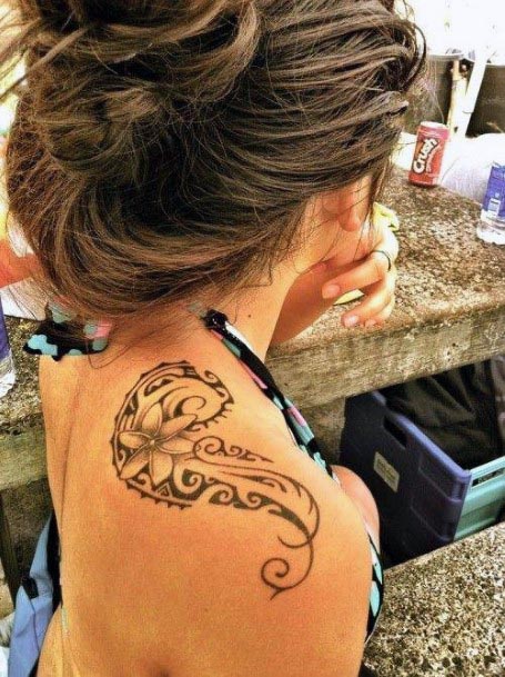Henna Art Floral Shoulder Tattoo Womens