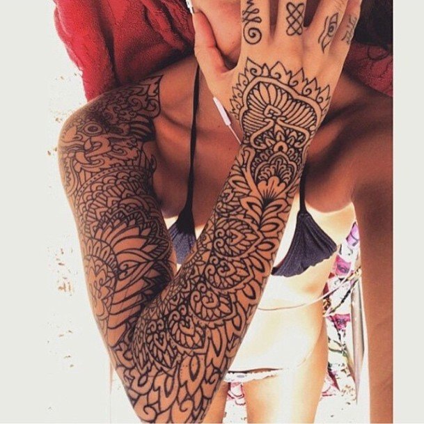 Henna Patterned Tattoo Womens Sleeves