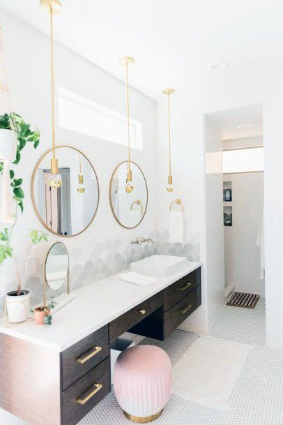 Her Vanity Pinks And Dark Wood Inspiration Bathroom Cabinet Ideas