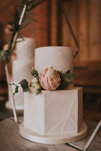 Hexagon White Wedding Cake