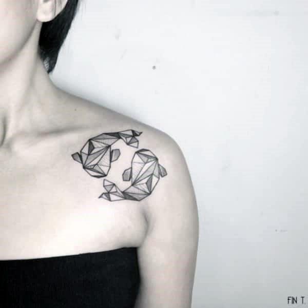 Hexagonal Art Tattoo Womens Shoulder